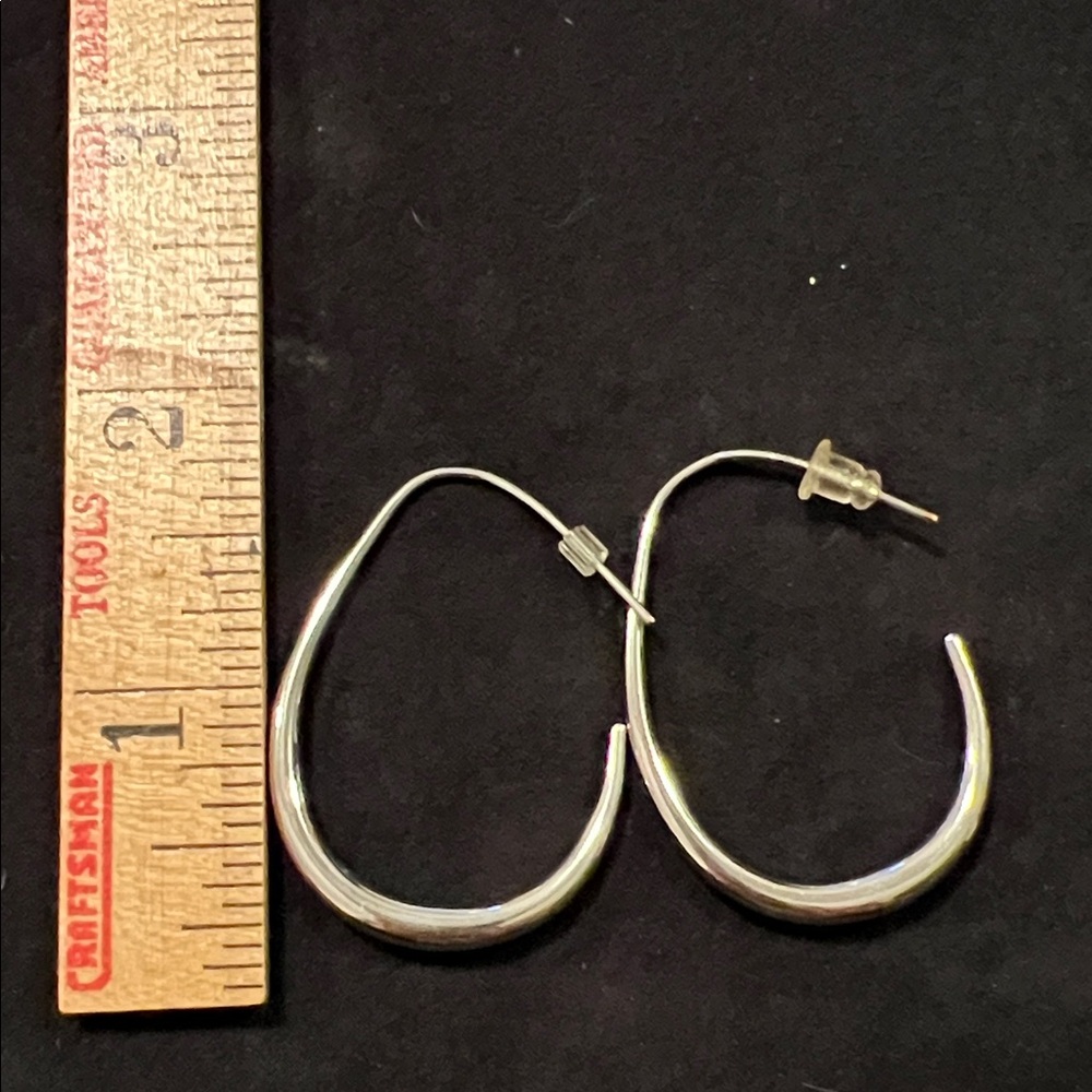 Vintage Sterling Silver abstract hoop earrings - Picture 3 of 3